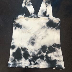 Michael Lauren Marco Tie-Dye Sleeveless Top - Black/White Size Med Worn Once
